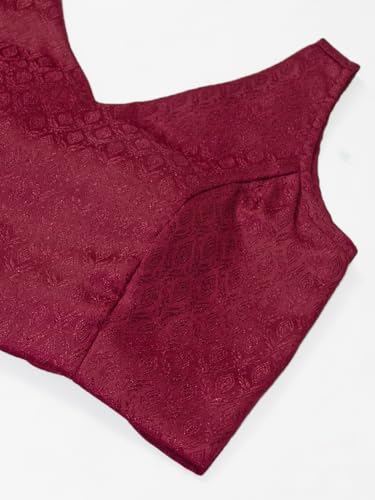 Chandrakala Sleeveless Blouses for Women Sarees,V Neck Backless Readymade Crop top Choli(B218-P)4