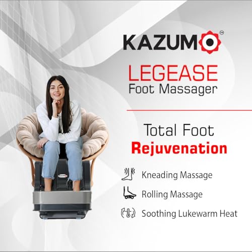 Image of LegEase Foot Massager with 40C Warm Therapy, 4-Motor Rolling & Kneading Massage for Relaxation & Fatigue Recovery, Pain Relief Foot Calf & Leg Massager with Vibration, Boosts Blood Circulation, Ergonomic Design (Grey)