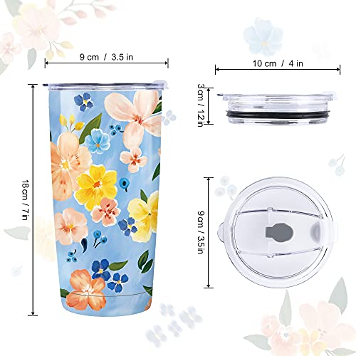 NymphFable 20oz Flor Azul Taza Termo Cafe para Llevar Taza Termica Acero Inoxidable Taza Personalizada - Imagen 3
