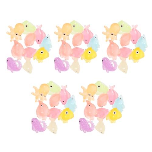 MUELODSIC Mini Figuras de Resina Oceánica Luminosa para Decoración DIY, 50 Piezas en Miniatura, Accesorios para Micro Jardines y Acuarios, Adornos de Animales Marinos para Casa y