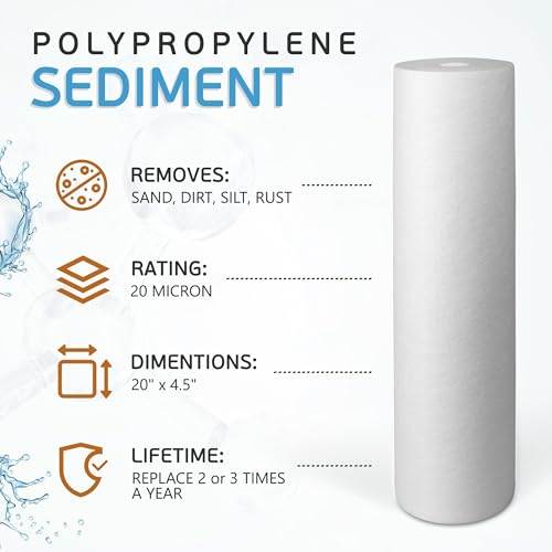 Ronaqua 20" x 4.5" Big Sediment Replacement Water Filter Cartridge, 20 Micron, NSF Certified, for Whole House, Compatible with 155358-43, 2PP20BB1M, AP810-2, FPMB-BB5-20, P5-20BB, SDC-45-2005, 10 Pack by Ronaqua - Image 2