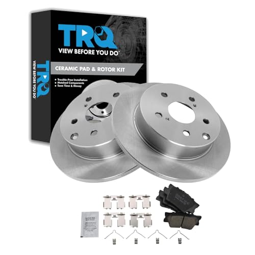 Image of TRQ Rear Brake Pad and Rotor Set Ceramic Compatible with 2010-2012 Lexus HS250h 2006-2018 Toyota RAV4