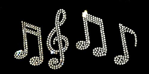 Givemojo GM10125 8 Pcs Bling Music Notes Rhinestone Iron On 3 Inch Height Hotfix Transfer Diy Decal Emblem Patch thumb #2