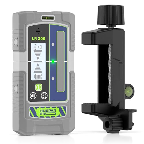 Huepar Pro Récepteur Laser Mode Impulsion Détecteur de Ligne pour Niveaux Laser, Extérieur 60 m, Modes Double Précision, Étanchéité IP65, Pince Magnétique, LCD+LED, Autonomie de 20 Heures