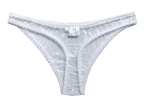 Haian PVC G-String Lace Panties Ladies Briefs (X-Large, Glass Clear)