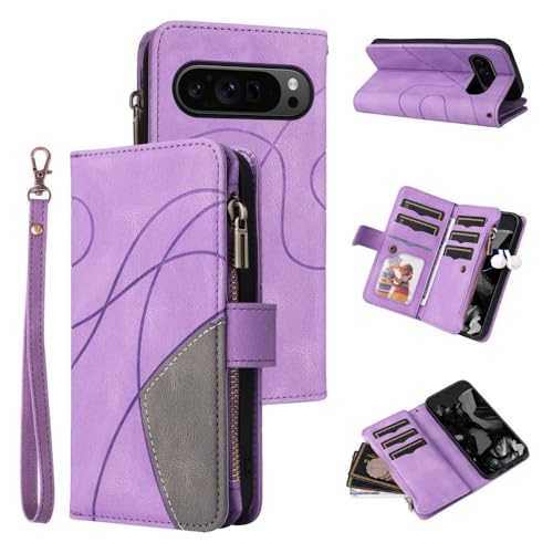Étui portefeuille Google Pixel 7A cuir rabat magnétique double zip