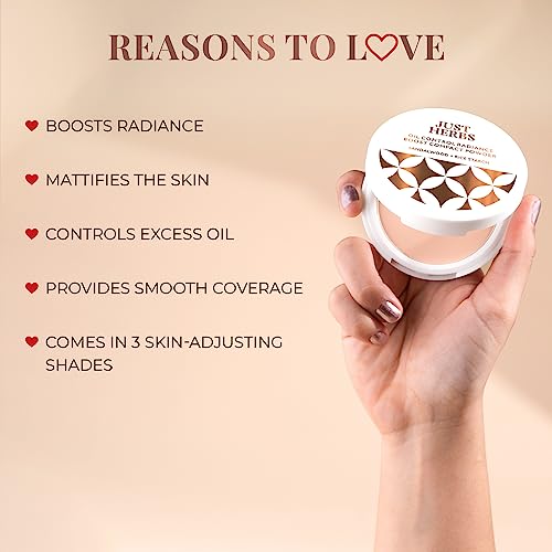 Just Herbs Oil Control Radiance Booster Age Defying Compact Powder for face Makeup 9g - Image 5