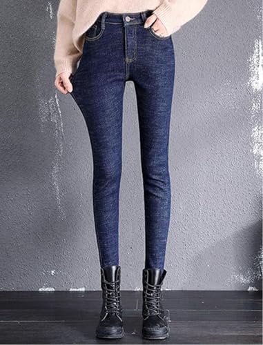 Fleece Lined Jeans Women Thermal Flannel Lined Jeans Skinny Flannel Lined Winter Warm Pants High Waisted Stretch Denim Pants4