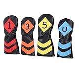 CHICIRIS 4PCS Golf Club -Kopfbezüge, Einfache Installation, Vollen Schutz, Langlebiges PU -Ledermaterial, Stilvolles Design, Wasser und Staubschutz, mit Exquisiter Verarbeitung Gefertigt,