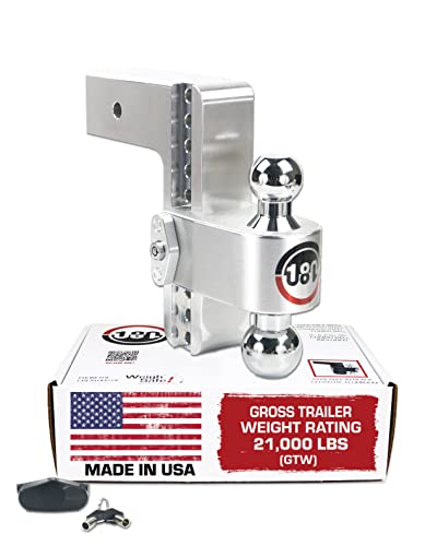 Weigh Safe 180 Hitch CTB8-3 Aluminum Adjustable 8" Drop, Chrome Plated Steel Ball, 3" Receiver 21,000 GTW