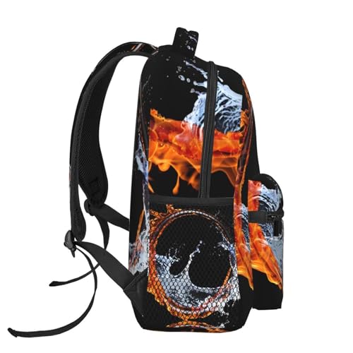 PHAYAH Water Fire Wheel Pattern Backpack 15.7" Simple Bag For Everyone With 1 Main Compartment, Front Utility Pocket3