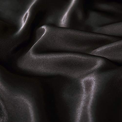 P Pothuiny 5 Pieces Satin Duvet Cover Full/Queen Size Set, Luxury Silky Like Black Duvet Cover Bedding Set with Zipper Closure, 1 Duvet Cover + 4 Pillow Cases (No Comforter)