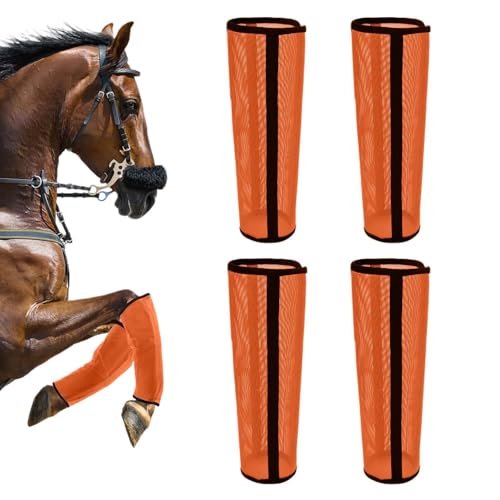 Botas antimoscas de malla ajustable para caballos set de 4 protectores 2