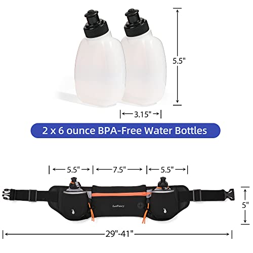 Lotfancy Running Fuel Belt With Water Bottle (2X6Oz, Bpa Free) – Hydration Belt For Women & Men – Runners Waist Pack For Marathon, Race, Fits Iphone 6 Plus, 7, 7 Plus & Other Smart Phones #TOP1