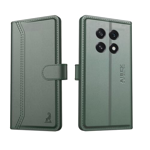 Image of AIBEX Compatible for Oppo F29 5G Flip Cover Leather Finish with Magnatic Closure | Inside TPU with Card Pockets | Wallet Stand | Complete Protection Flip Case -Green