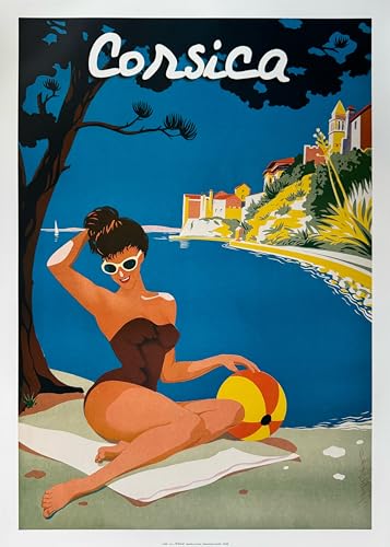 Affiche de la Corse design Pin Up rétro au format 50x70cm pour salon