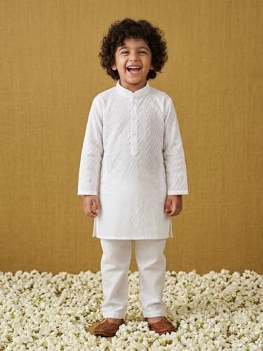 Image of AJ DEZINES Kids Kurta Pajama Set For Boys | Embroidery Chikankari Kurta Set | Cotton Stylish Boys Kurta Pyjama |Party & Ethnic Wear | Perfect For Festivals Wedding & Family Function