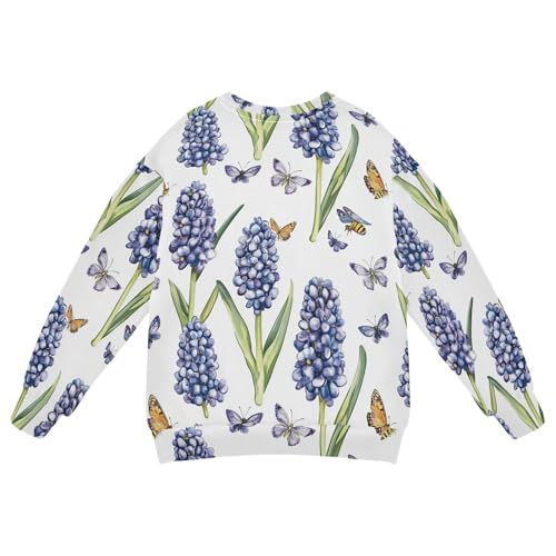 JUNZAN Retro Hyacinths White Kids Boys Sweatshirt Hoodie Fleece Kids Pullover Hoodie Athletic 4T2