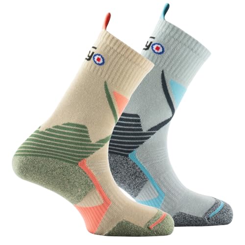 Thyo - Lot de 2 paires de Mi-chaussettes Trek Snap Hook & Dry - couleur - Beige gris - Pointure - 38-40