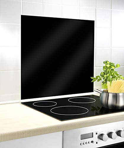 WENKO Fond de hotte Verre, crédence Murs Noir | Hygiènique et résistant aux Chocs | Protège Vos Murs des éclaboussures | Nettoyable | Usage Vertical et Horizontal |...