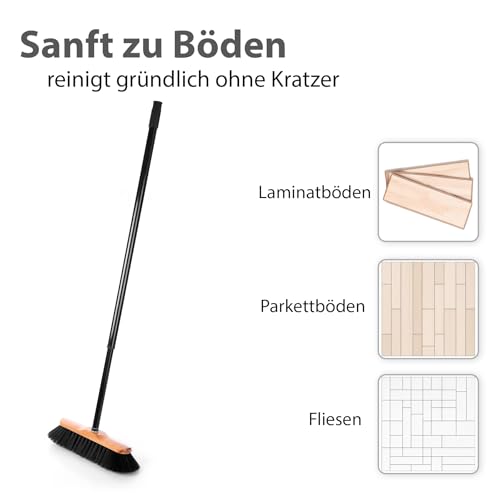 BigDean 2 Stück Zimmerbesen mit Stiel 150 cm ausziehbar – Besen mit feinen Rosshaar Borsten & Made in Germany – Bild 8
