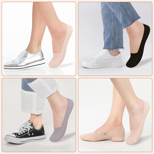 Image of VFM 6 /8 Pairs Women's No Show Ultra Low Cut Liner Socks - Ice Feeling, Non-Slip, Invisible, Thin