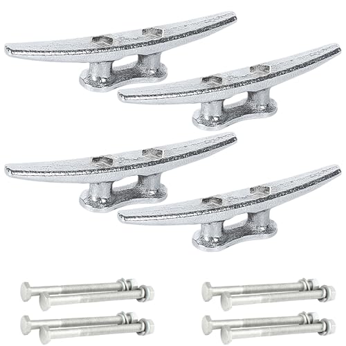 VEITHI 6 inch Boat Cleat - Chromium-Plated Steel Dock Cleats, Rope Cleat, Dock Cleat, Boat Cleats with Hardware Ideal for Boat Docks, Decks, Piers for Tying up Boats,Marine Decor (4 Pack)