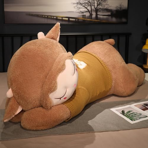Smedic特大羊毛ぬいぐるみ抱き枕かわいい手触りふわふわ腰パッド動物人形 (80CM(1kg),ブラウン)