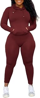 2 Piece Outfits For Women Sweatsuits Sets Hooded Tracksuit Long Sleeve Pullover Jogger Sweat Pants Set