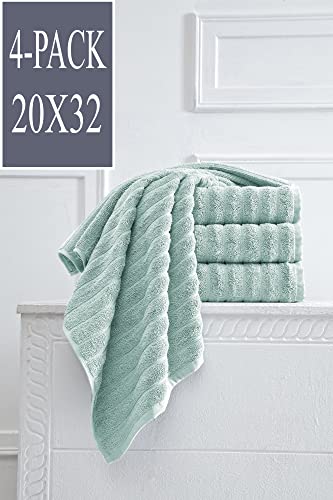 Classic Turkish Towels - Luxury Ribbed Hand Towels, 100% Turkish Cotton, Quick Dry, Soft And Absorbent Bathroom Towels, Brampton Collection, 4-Pack - 20 X 32 Inches (Spa Green) #TOP1