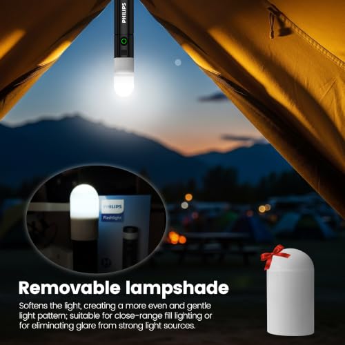 PHILIPS SFL5288 Rechargeable EDC Flat Flashlight with Camping, Warm White LED Combo, 1000 High Lumens Aluminium Portable Pocket Lights with 10 Modes, Two Sources for Outdoors Emergency Working (Black) - image 2