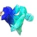 Nimiman Hand Made Colorful Belly Dance Dancing Silk Bamboo Long Fans Veils Tie-dyed 5 Colors (blue)
