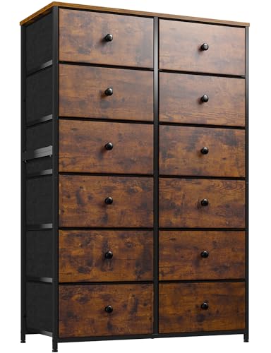 EnHomee 12-Drawer Dresser for Bedroom - Rustic Brown