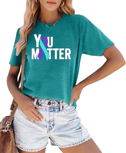 Women Suicide Awareness Shirt You Matter Print Tshirt Suicide Prevention Short Sleeve Tops