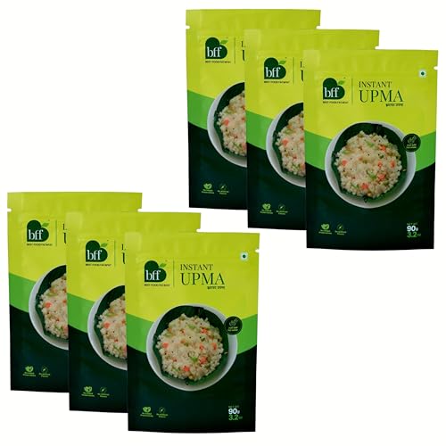 Image of Instant Upma - Pack of 6 (90g Each) | Ready-to-Cook Indian Breakfast Mix | Just Add Water | Made with Semolina & Spices | Convenient & Portable for Home, Office, or Travel (Pack of 6)