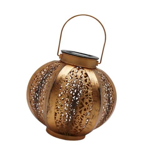 Lurrose Lámpara Solar de Hierro Colgante para Jardín Luz Exterior Decorativa con Diseño Calabaza Hueca LED para Patio y Paisaje Iluminación Ambiental Sostenible