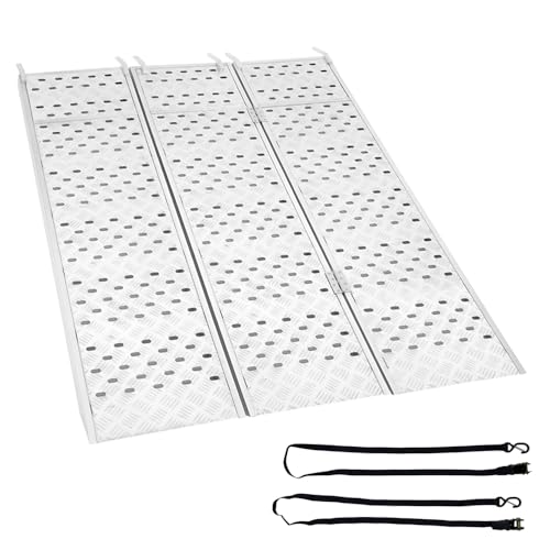 Rampa de carga plegable de 77'', para motocicletas y vehículos todoterreno, capacidad máxima de 1500 libras, fabricada en aluminio, con correas de seguridad, para camionetas miniatura 1