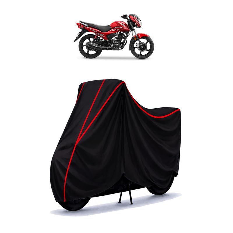 Image of TVS Victor Drum SBT BS4 Water Resistant Bike Cover for All Motorcycles & Rain | Heavy Duty Taffeta Fabric | UV Protection, Dustproof, Scratchproof | All Weather Two Wheeler Cover with Elastic Bottom