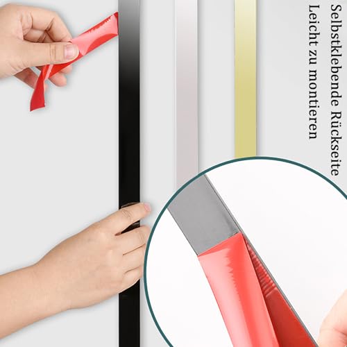 SVUPUE Wandleiste, Zierleisten Selbstklebend, 5m x 2cm, für die Dekoration von Zimmern und Wohnräumen, Spiegelnde Wirkung, Gold