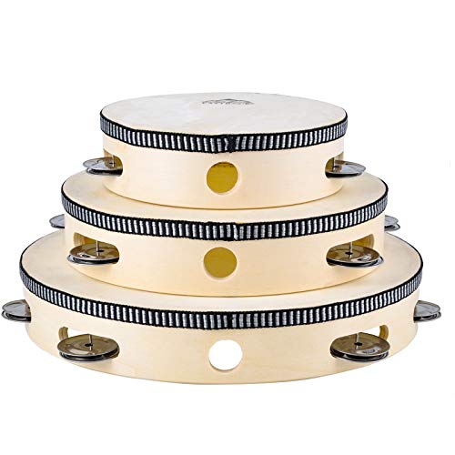Eastrock Tambourine 3PACK Für Kinder Anfänger Hölzern Hand-Percussion Metal Jingles Percussion Musikalisches Pädagogisches Spielzeuginstrument Für Kirche KTV Party - Image 5