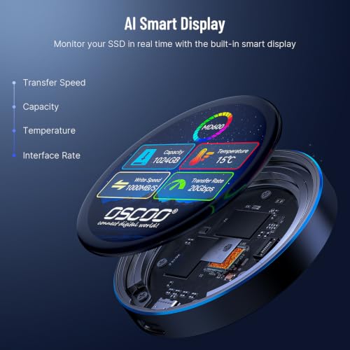 Image of 512GB Touchscreen Encrypted External SSD Hard Drive, Up to 2000MB /s
