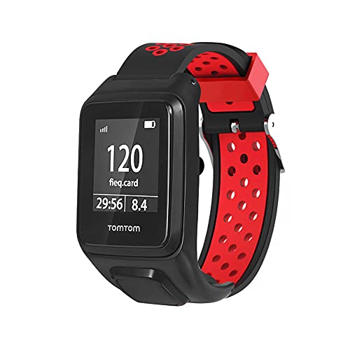 KINKUUN Cinturino di Ricambio Compatibile con TomTom Runner 2/3 Spark/3 Cardio + Music Braccialetto di Ricambio.(Nero rosso)