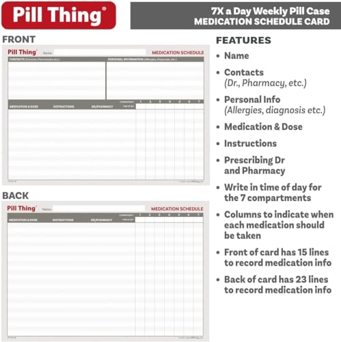 Image of 7 Times a Day Weekly Pill Box Organizer Case, Secure 7X Pillbox with Medication Schedule (7 Time-a-Day 2 Pack)