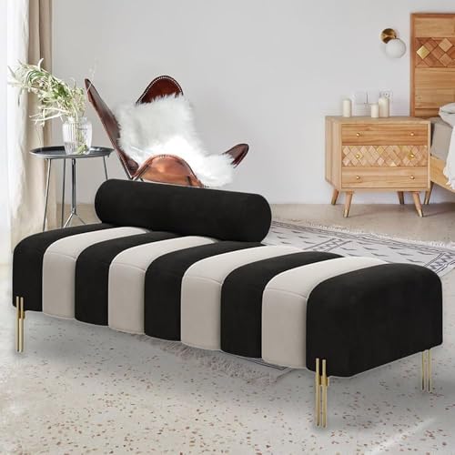 Image of Lazy Couch and Reclining Sofa /Recliner Chaise Longue /Fabric recliners /for Bedroom /Living Room /Office Reception Recliner Lounge Sofa and Armchair (Black & Beige)