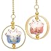 ygmoner Lucky Cat Car Charm Porcelain Figurine Hanging Pendant (Blue & Pink)