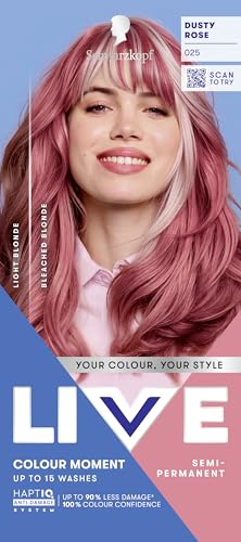 Schwarzkopf LIVE Colour Moment 025 Dusty Rose with HaptiQ Anti-Damage System Semi-Permanent Rose Hair Dye Up to 15 Washes