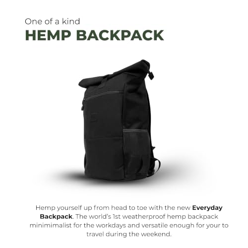 Everyday Hemp Backpack - Lightweight and Waterproof Backpack with Anti-theft pocket and Spacious Interior (Solid Black) - Image 4