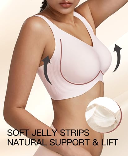 Image of Women's Minimizer Bra No Underwire Full Coverage Wireless Jelly Bra Plus Size Seamless T-Shirt Bra