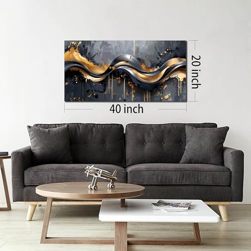 Image of AOZEMI Abstract Wall Art Black Canvas Art for Bedroom