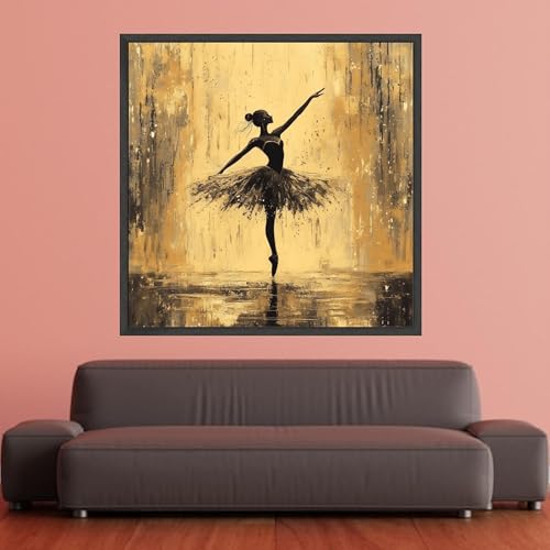 Silhouette de tutu noir sur tableau de ballet abstrait pour salon - 3